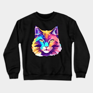 Colorful Head Cat Crewneck Sweatshirt